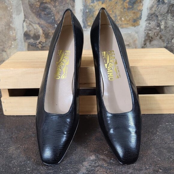 Salvatore Ferragamo Shoes - SALVATORE Ferragamo Black Vintage Heels 9.5